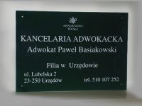 Tablica urzędowa dla kancelarii adwokackiej